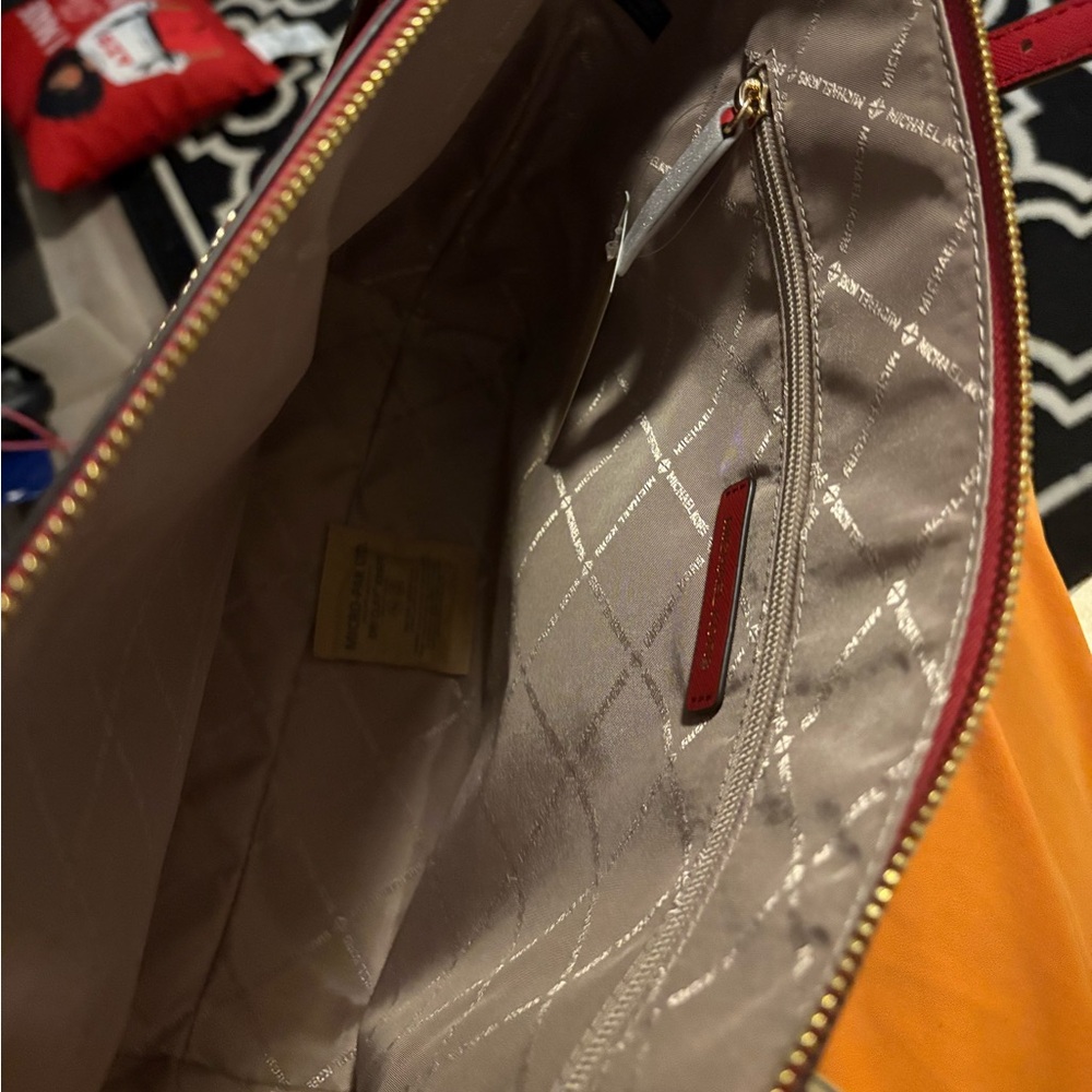 MK Large Tote Bag; Red with Gold Hardware NEVER WORN - Picture 3 of 4
